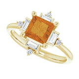 302® Fine Jewelry Citrine and Diamond Geometric Ring in 14K Yellow Gold