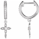Vintage Inspired Cross Diamond Necklace and Earrings in 14K Yellow Gold