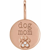 Dog Mom or Cat Mom Diamond Pawprint Charm in 14K Gold or Platinum