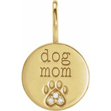 Dog Mom or Cat Mom Diamond Pawprint Charm in 14K Gold or Platinum