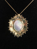 Miraculous Virgin Mary Mother of Pearl and CZ Sunburst Necklace
