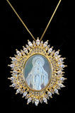 Miraculous Virgin Mary Mother of Pearl and CZ Sunburst Necklace