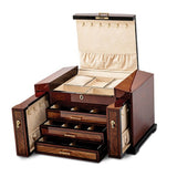 Jewelry Chest Addison African Bubinga Wood with Elm Burl Inlay - Roxx Fine Jewelry