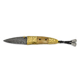Limited Edition Damascus Steel Woolly Mammoth Fossil Ivory Folding Knife KN1375 - Roxx Fine Jewelry