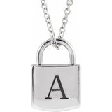 302® Fine Jewelry Petite Lock Necklace with Initial in SS, 14K Gold or Platinum