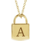 302® Fine Jewelry Petite Lock Necklace with Initial in SS, 14K Gold or Platinum