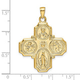 Four Way Medal 41 x 29mm Polished Finish in 14K Yellow Gold - Roxx Fine Jewelry