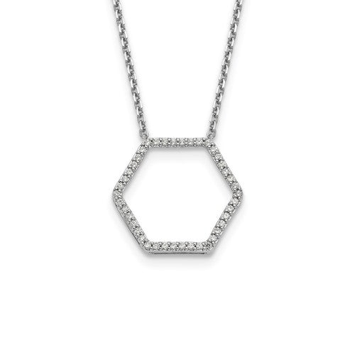 True Origin® .25 Ct Hexagon Geometric Necklace Lab Grown Diamonds in 14K Gold - Roxx Fine Jewelry