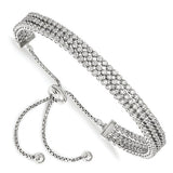 Sterling Shimmer™ CZ and Sterling Silver Three Row Bezel Set Adjustable Bolo Bracelet - Roxx Fine Jewelry