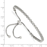 Sterling Shimmer™ CZ and Sterling Silver Bezel Set 1.00 Ct. Adjustable Bolo Bracelet - Roxx Fine Jewelry