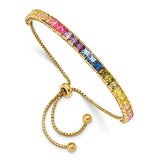 Prizma™ Rainbow CZ Gold Plated Sterling Silver Adjustable Bolo Bracelet - Roxx Fine Jewelry