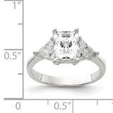 Faux and Fabulous™ 2.58 Ct Emerald and Trillion CZ 3 Stone Ring in Sterling Silver - Roxx Fine Jewelry