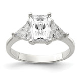 Faux and Fabulous™ 2.58 Ct Emerald and Trillion CZ 3 Stone Ring in Sterling Silver - Roxx Fine Jewelry
