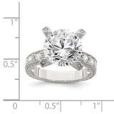 Faux and Fabulous™ 7.00 Ct TCW Round CZ Solitaire Ring with Accents Ring in Sterling Silver - Roxx Fine Jewelry