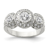 Faux and Fabulous™ 3.14 Ct Round CZ 3 Stone Halo Ring in Sterling Silver - Roxx Fine Jewelry