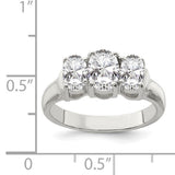 Faux and Fabulous™ 1.98 Ct Oval CZ 3 Stone Ring in Sterling Silver - Roxx Fine Jewelry