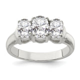Faux and Fabulous™ 1.98 Ct Oval CZ 3 Stone Ring in Sterling Silver - Roxx Fine Jewelry