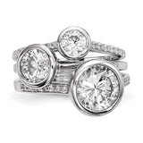 Faux and Fabulous™ 3 Stone Stacking Gypsy Ring in Sterling Silver - Roxx Fine Jewelry