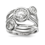 Faux and Fabulous™ 3 Stone Stacking Gypsy Ring in Sterling Silver - Roxx Fine Jewelry