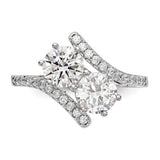 Faux and Fabulous™ 2.68 Ct Round CZ 2 Stone Ring in Sterling Silver - Roxx Fine Jewelry