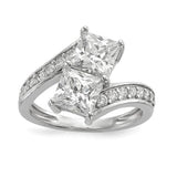Faux and Fabulous™ 3.48 Ct Princess Cut CZ 2 Stone Ring in Sterling Silver - Roxx Fine Jewelry