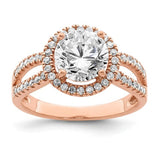Faux and Fabulous™ 2.50 Ct. Round CZ Infinity Shank Halo Ring in Rose Gold Plate or Sterling - Roxx Fine Jewelry