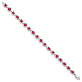 9.60 ct. TCW Ruby Tennis Line Bracelet in Sterling Silver