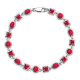 9.60 ct. TCW Ruby Tennis Line Bracelet in Sterling Silver