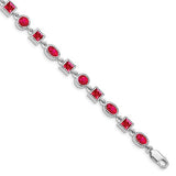 9.60 ct. TCW Ruby Tennis Line Bracelet in Sterling Silver