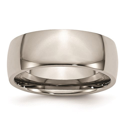 Polished Titanium 8mm Wide Half Round Comfort Fit Wedding Band - Roxx Fine Jewelry