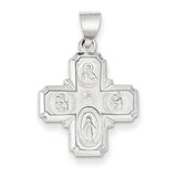 Petite Four Way Cross Medal in 14K White or Yellow Gold 22 x 18 - Roxx Fine Jewelry