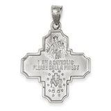 Petite Four Way Cross Medal in 14K White or Yellow Gold 22 x 18 - Roxx Fine Jewelry