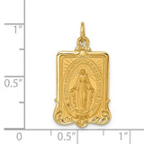 Miraculous Medal Rectangular in 14K Yellow Gold 22 x 12mm - Roxx Fine Jewelry