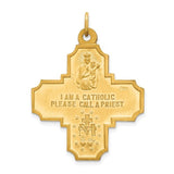 Four Way Cross Pendant 37 x 27mm Satin Finish Polished Edge in 14K Yellow Gold - Roxx Fine Jewelry