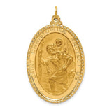 St. Christopher Medal 40 x 24mm Large Oval in 14K Yellow Gold - Roxx Fine Jewelry