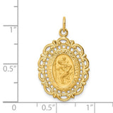 St. Christopher Medal Oval with Filigree Frame in 14K Yellow Gold - Roxx Fine Jewelry