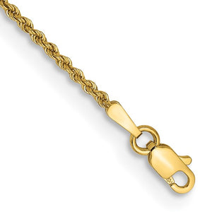 2.0mm Solid Rope Chain Bracelet or Necklace in 14K Yellow Gold