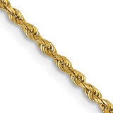 1.5mm Diamond Cut Rope Chain in 14K Yellow Gold