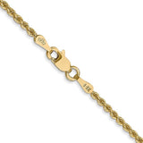 2.0mm Solid Rope Chain Bracelet or Anklet in 14K Yellow Gold