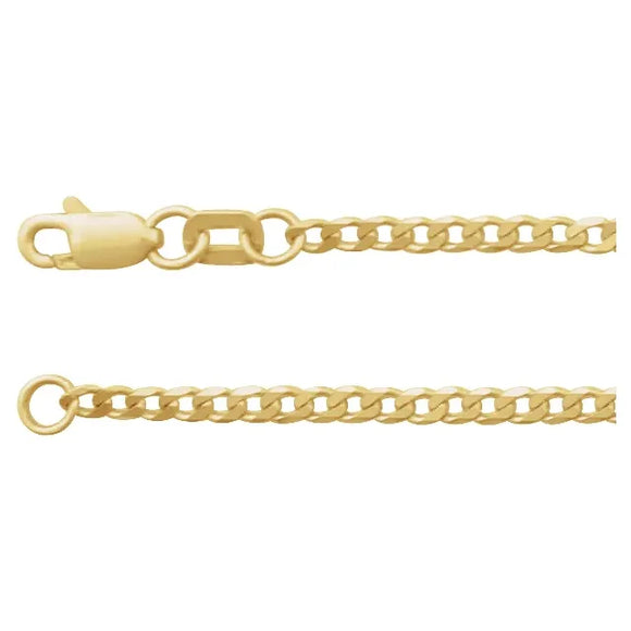 1.95mm Beveled Curb Chain in 14K White or Yellow Gold