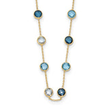 Shades of Blue Station Necklace in 10K Yellow Gold 18"