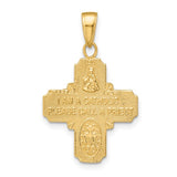 Four Way Cross Medal Pendant 29 x 19mm Polished in 10K Yellow Gold