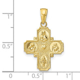 Four Way Cross Medal Pendant 29 x 19mm Polished in 10K Yellow Gold