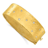 Gypsy Set Hammered Diamond Bangle Bracelet in 18K Yellow Gold