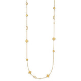 Petite Clover Dot Paper Clip Station Necklace in 14K Yellow Gold