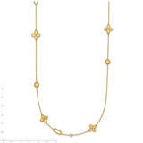 Petite Clover Dot Paper Clip Station Necklace in 14K Yellow Gold