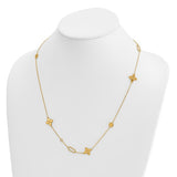 Petite Clover Dot Paper Clip Station Necklace in 14K Yellow Gold