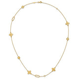 Petite Clover Dot Paper Clip Station Necklace in 14K Yellow Gold