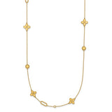 Petite Clover Dot Paper Clip Station Necklace in 14K Yellow Gold