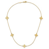 Petite Clover Station Necklace in Lengths  16" -36" in 14K Yellow Gold